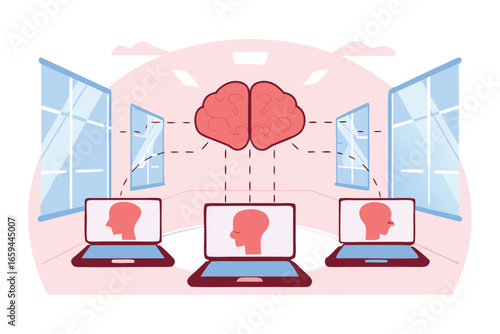 laptop computer with social network concept