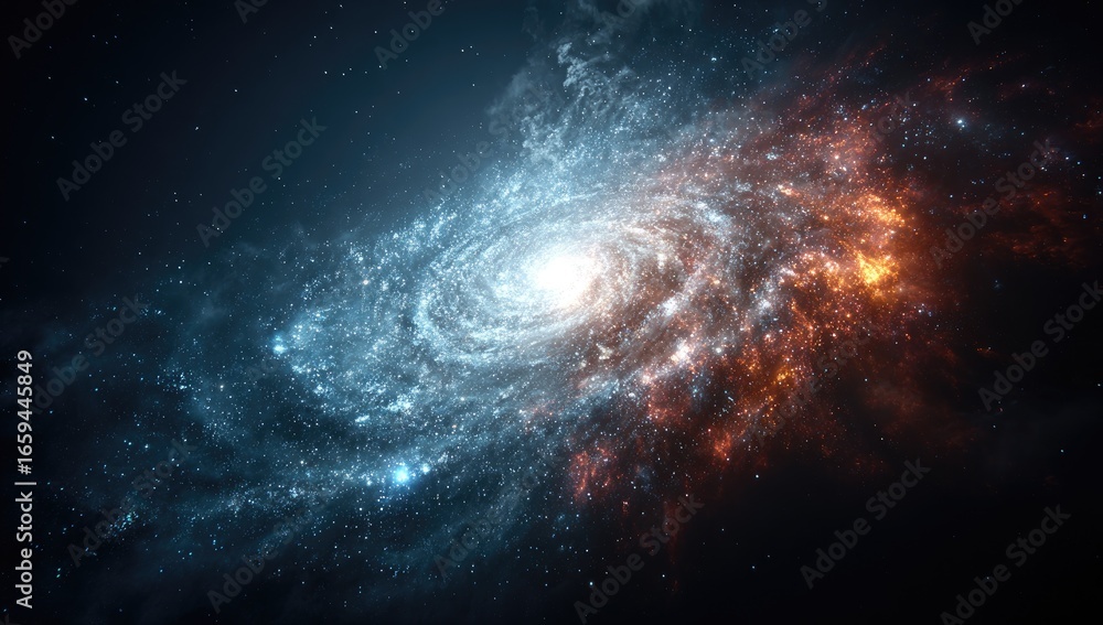 Fototapeta premium Cosmic spiral galaxy, dual colors