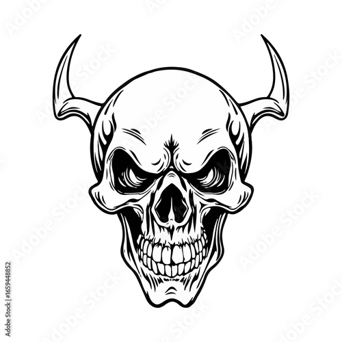 skull devil sketch vector illustration