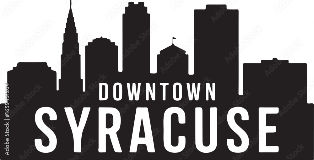 Fototapeta premium Syracuse Skyline Silhouette | Black Vector Cityscape on White Background
