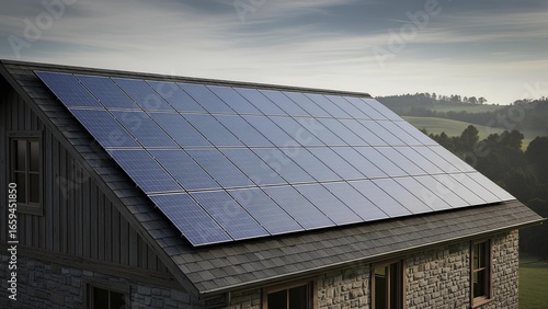 Wallpaper Mural Residential solar panel installation on a house roof for renewable energy generation Torontodigital.ca