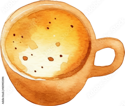 Watercolor painted coffee cup. Hand drawn design element isolated on white background.