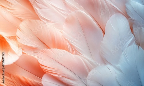Wallpaper Mural Feathers background featuring natural, neutral, and pastel colors, creating a soft and aesthetically pleasing texture that embodies purity and beauty in nature, Generative AI Torontodigital.ca