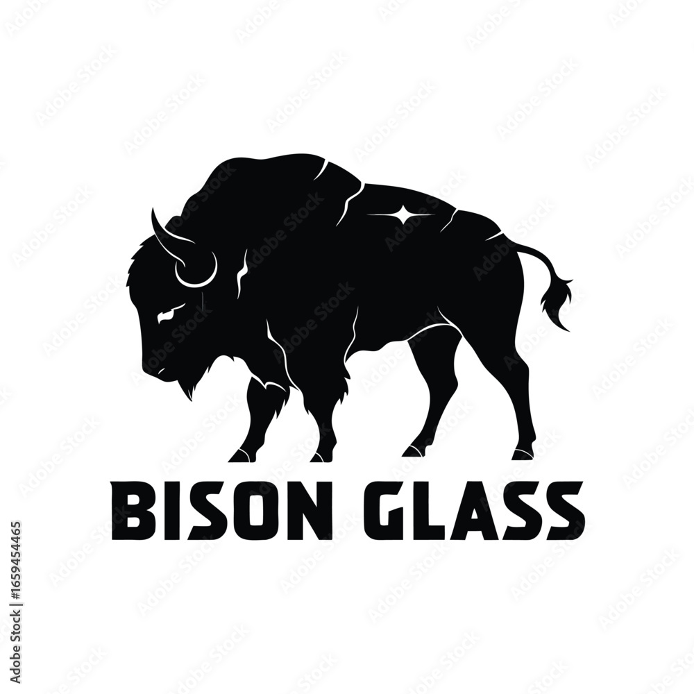 Fototapeta premium Buffalo silhouette logo style vector illustration