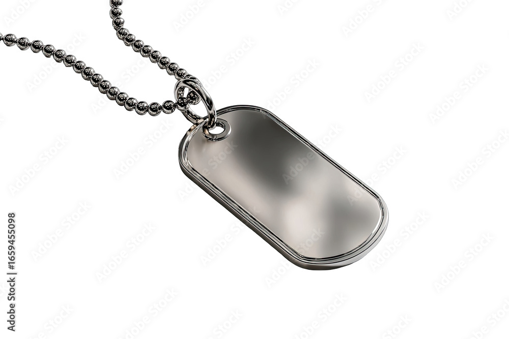 Fototapeta premium Silver dog tag pendant on chain (1)