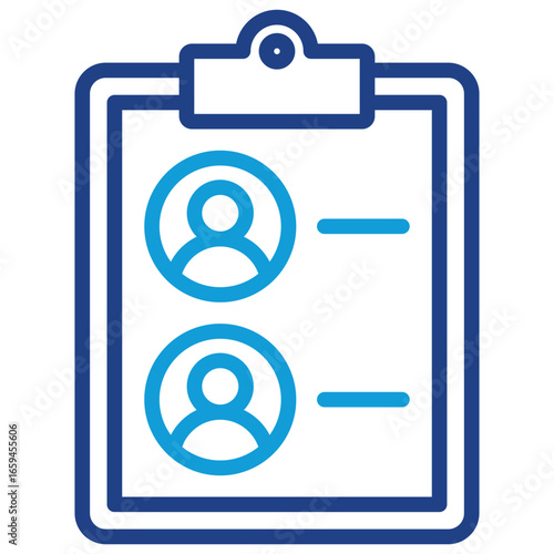 Staff Directory Line Dual Tone Icon Design Vector - Clipboard with user profiles, representing team list or internal directory