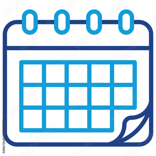 Appointment Booking Line Dual Tone Icon Design Vector - Calendar with page corner turned, representing scheduling, meetings, or customer appointment setup