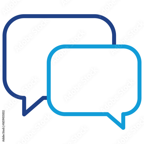 Message Center Line Dual Tone Icon Design Vector - Two overlapping chat bubbles indicating conversation, messaging, or general communication