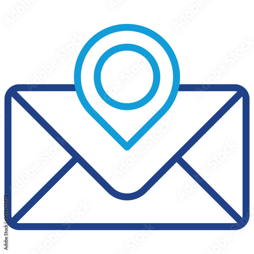 Mail Location Line Dual Tone Icon Design Vector - Envelope with location pin, symbolizing physical mailing address