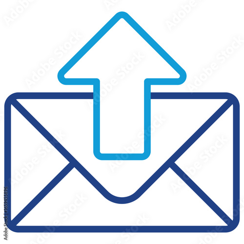 Outgoing Mail Line Dual Tone Icon Design Vector - Envelope with upward arrow, symbolizing outgoing messages or submission