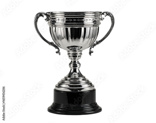 Silver trophy with ornate handles