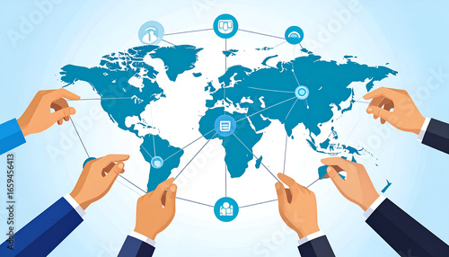 Global Network Connection Hands.