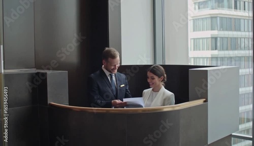 Professional Business Meeting Between Colleagues in an Office Setting