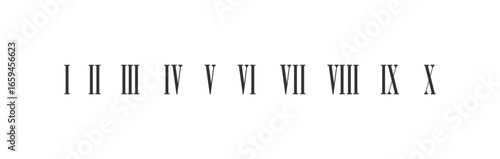 roman numerals isolated on white background. Numbers from one to twelve. Vector illustration. eps 10