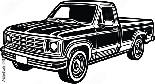 Vintage Pickup Truck Vector Art Classic American Vehicle Illustration