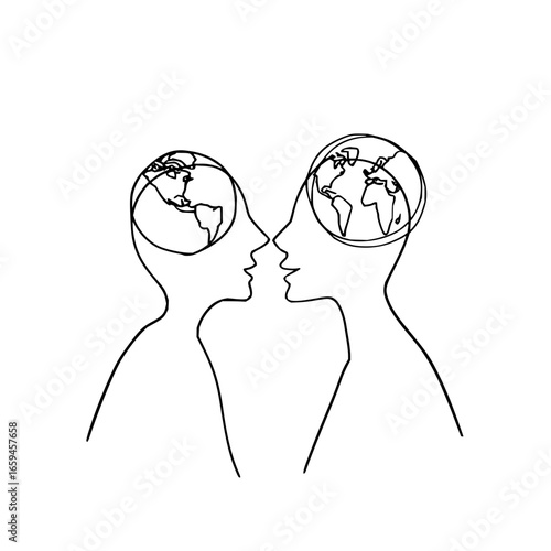 World mind connection global thinking communication people network collaboration international partnership concept idea