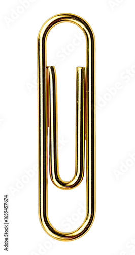 Gold paperclip, vertically oriented