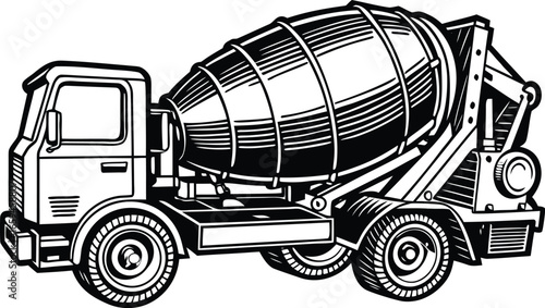 Detailed Illustration of a Cement Truck Vector Design for Construction and Transportation