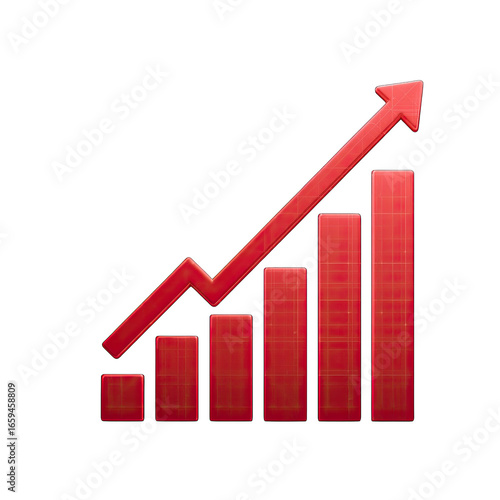 Red rising bar graph icon Free Download Red rising bar graph icon - GFXLoad