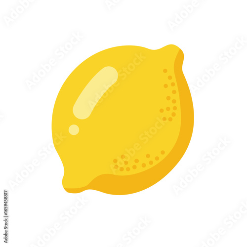 A stylized illustration of a single lemon, brightly colored and detailed.