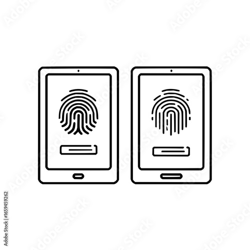 Fingerprint scan security authentication access control biometric technology on mobile device phone tablet