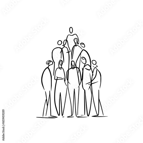 People crowd group community team family sketch outline drawing illustration vector art design graphic together 10 people