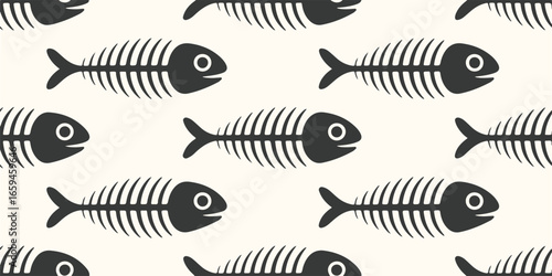 Abstract vector pattern with black and white fishbone texture