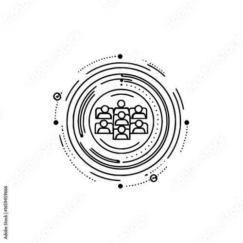Teamwork collaboration group people community business organization circle abstract design vector illustration