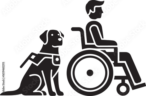 Wheelchair Accessibility Icon with Service Dog Assistance Symbol