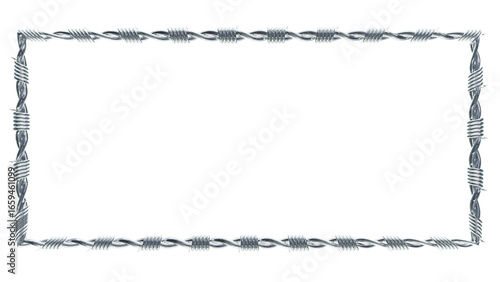 A frame of barbed wire vector object created by 3D modeling.