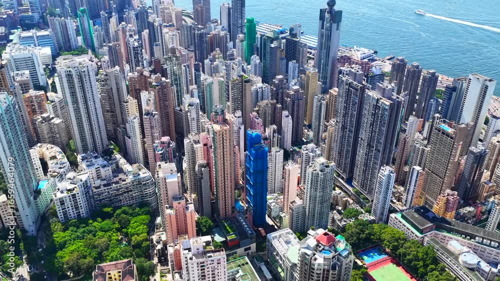 Skyview of standalone single storey high rise buildings under ...