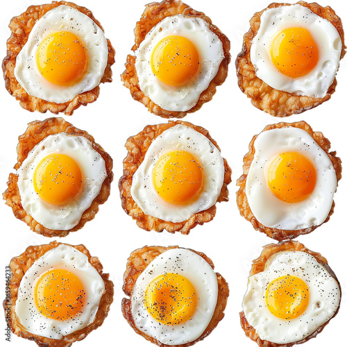 Fried Eggs Isolated on White Background