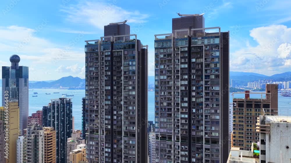 Skyview of standalone single storey high rise buildings under ...