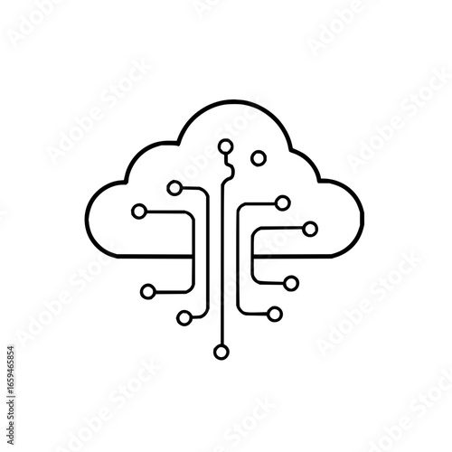 Cloud computing network technology concept illustration digital data storage and processing system design 100