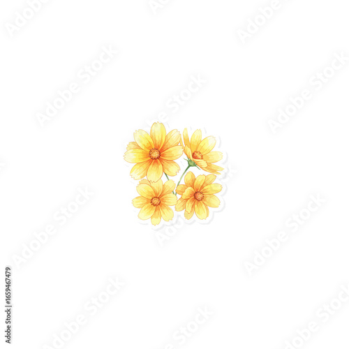 Yellow daisy watercolor painting