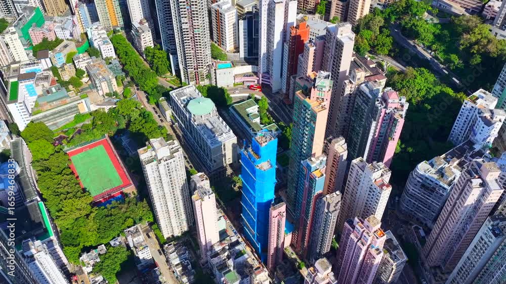 Skyview of standalone single storey high rise buildings under ...