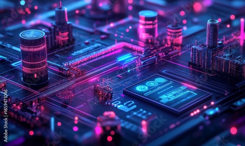 Futuristic smart factory image, illustrating the concept of advanced technology integration, including AI, IoT, and robotics, to enhance manufacturing efficiency. This visual captures, Generative AI