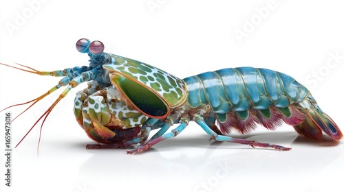 Vibrant Mantis Shrimp on White