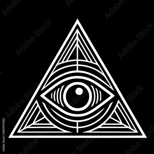 Modern one-eyed triangle symbol silhouette