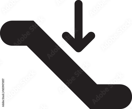 Escalator Down Icon – Moving Stairs Direction Symbol with Arrow