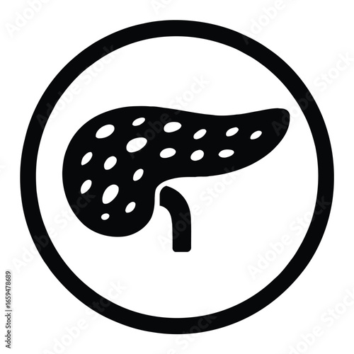 Black Icon of Pancreas Organ with Dots Inside a Circle human organ medical
