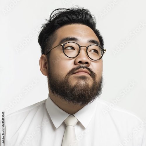 Businessman Portrait with Glasses: Confident Middle-Aged Man in Professional Attire and Trendy Urban Style