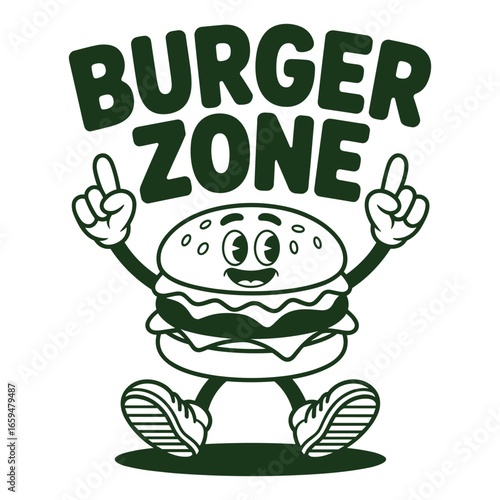 Burger Mascot Cartoon Vector. Funny Fast Food Character Illustration
