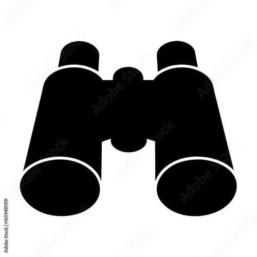 Silhouette of binoculars used for surveillance, nature watching, or spying