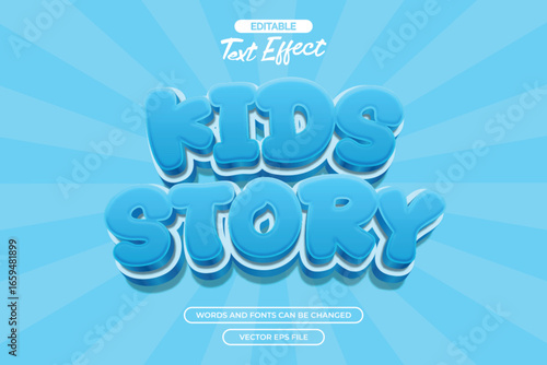 KIds story editable text effect with blue cartoon style and with blue comic background