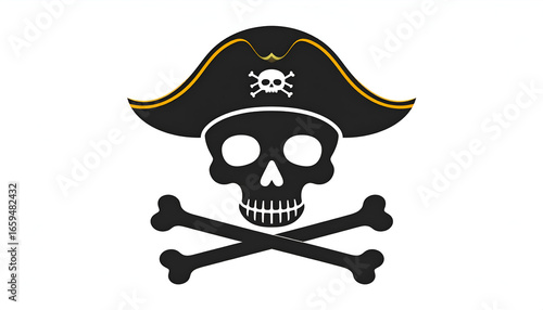 Skull Pirate Hat Crossbones Icon.