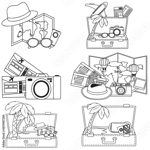 Holiday Journey and Vacation Tools Illustration Pack