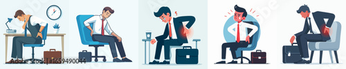 Modern Minimalist Office Syndrome Posture and Pain Problems Illustration Concept