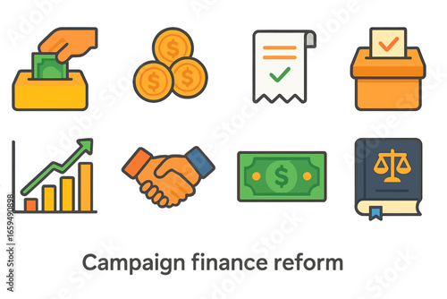 Anti-Corruption Mini Illustrations. Flat vector mini-illustrations Anti corruption measures in colors children's illustrations: