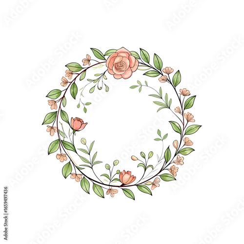 design an elegant hand drawn floral frame